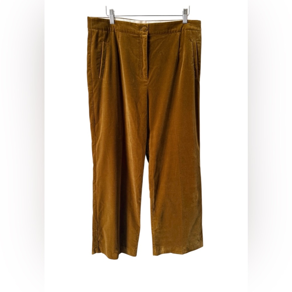Sézane Velvet Wide Leg Pants Caramel 44 US 12 Organic Cotton NWOT